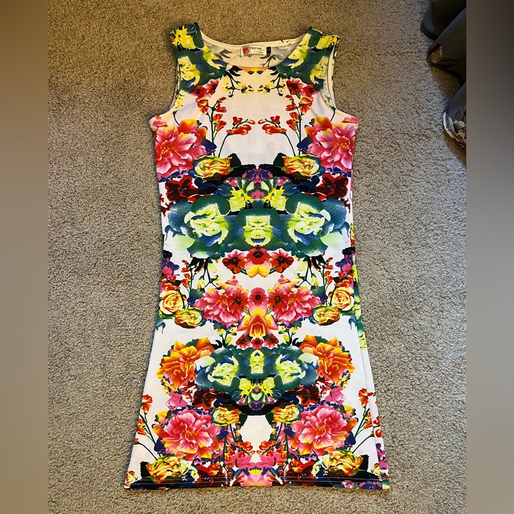 floral psychedelic pattern bodycon dress